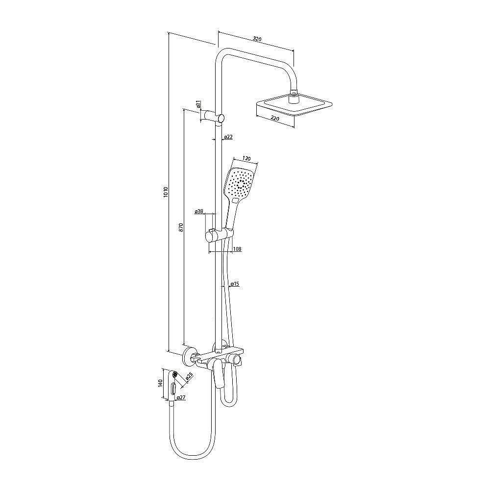 Душевая система Damixa Apollo DX220920300 черная матовая купить в интернет-магазине сантехники Sanbest