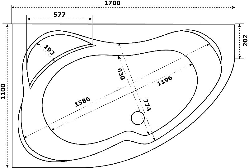 Ванна Azario Микона 170х110 белая купить в интернет-магазине Sanbest