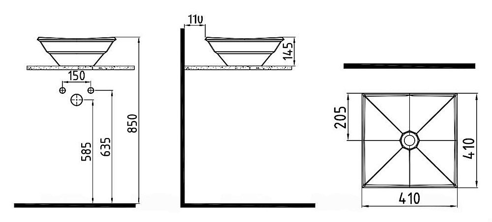 Раковина накладная Bien Kristal 41 KRLG04101FD0W3000 белая купить в интернет-магазине Sanbest