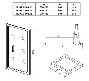 Душевой угол Ravak Blix BLDZ2+BLPSZ+BLPSZ 80х80 купить в интернет-магазине Sanbest