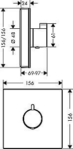 Термостат для душа Hansgrohe ShowerSelect Highflow 15734400 купить в интернет-магазине сантехники Sanbest