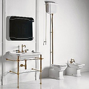 Консоль с раковиной Kerasan Waldorf 9197K2oro 80 золото с 3 отверстиями для ванной в интернет-магазине сантехники Sanbest