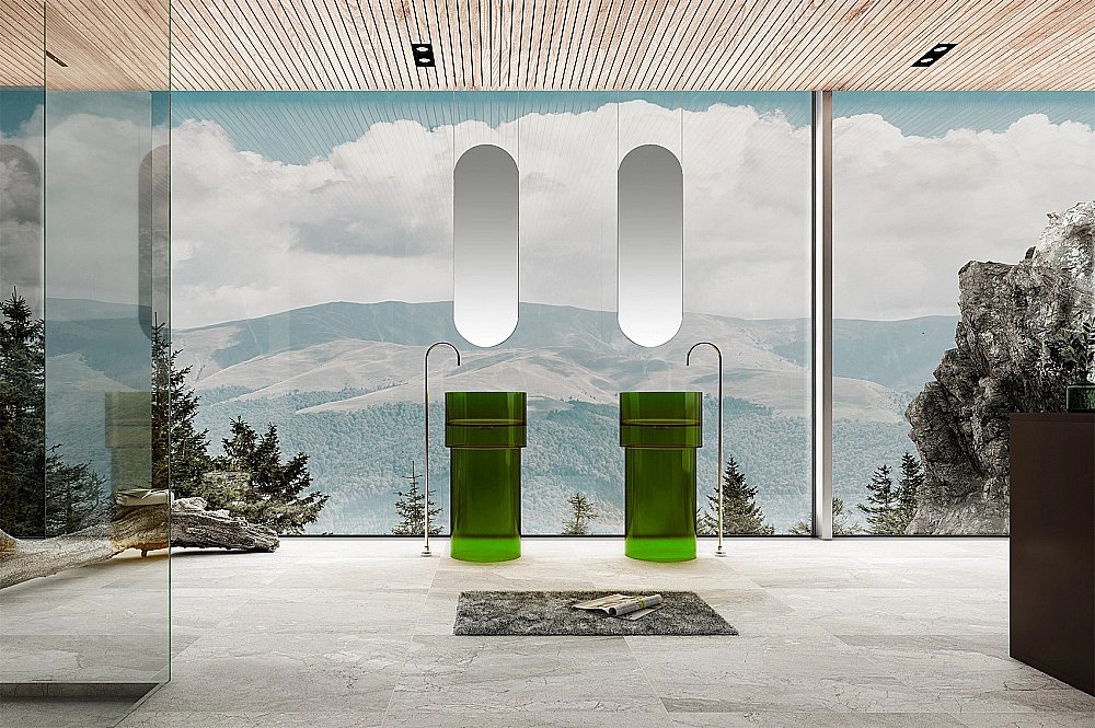 Раковина напольная ABBER Kristall AT2701Emerald-H зеленая прозрачная купить в интернет-магазине Sanbest