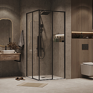 Душевой уголок Grossman Galaxy 100х100 300.K33.01.1010.21.00 стекло прозрачное/профиль черный матовый купить в интернет-магазине Sanbest