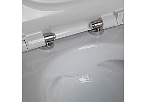 Унитаз подвесной Aquatek ПОЛАРИС AQ0700-01+INS-0000012+KDI-0000034+KKI-0000002 белый, безободковый, с крышкой микролифт, с инсталляцией и кнопкой оружейная сталь матовая купить в интернет-магазине Sanbest