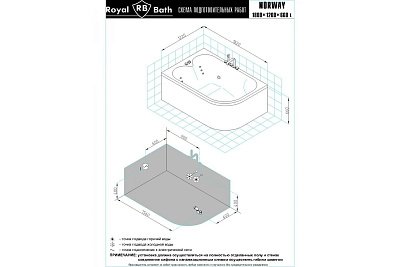 Гидромассажная ванна Royal Bath Norway Comfort 180x120