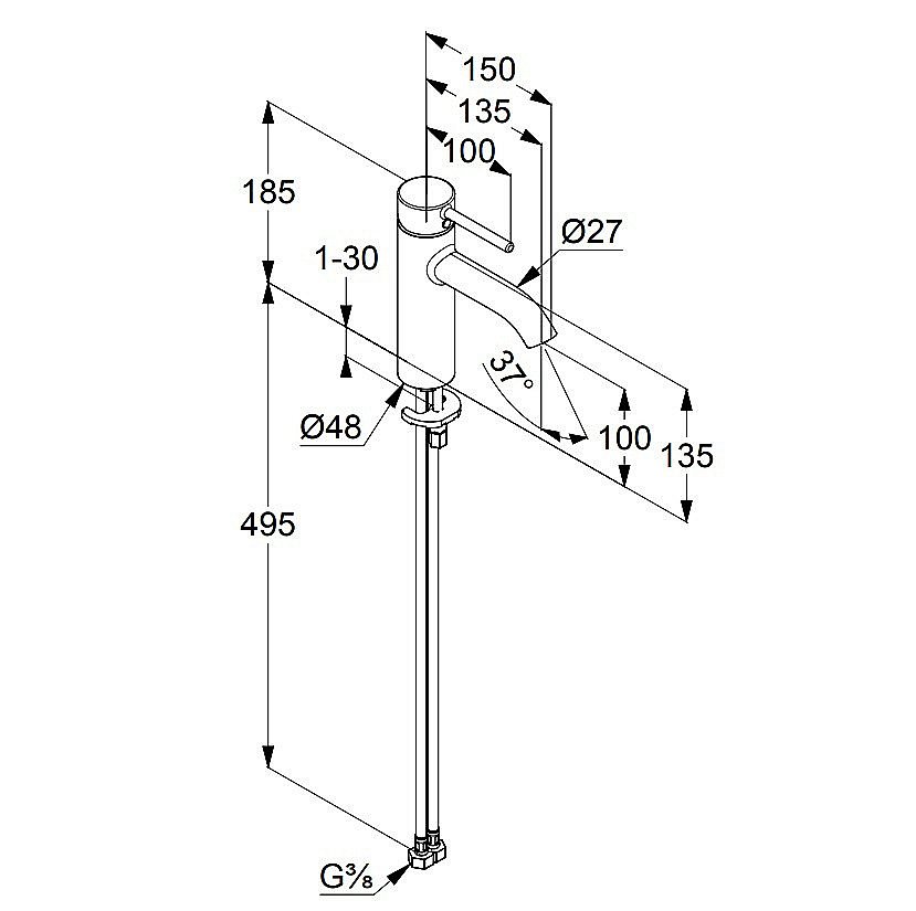 Смеситель для раковины Kludi Bozz 382823976 черный купить в интернет-магазине сантехники Sanbest