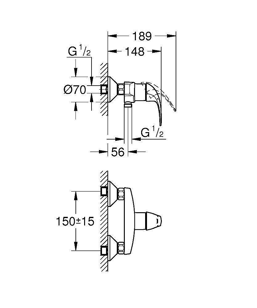 Смеситель для душа Grohe BauCurve 23631000 купить в интернет-магазине сантехники Sanbest