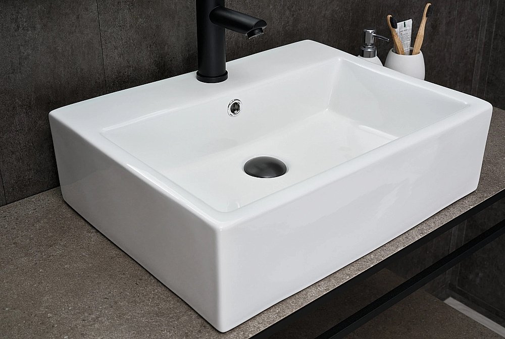 Раковина накладная Gid Geometrico 53 N9153 51215 белая купить в интернет-магазине Sanbest