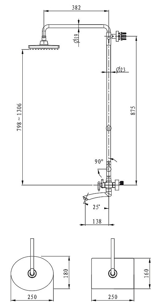 Душевая система Kaiser Trio 57188Br бронза купить в интернет-магазине сантехники Sanbest