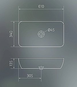 Раковина накладная Gid Geometrico 61 N9217 51132 белая купить в интернет-магазине Sanbest