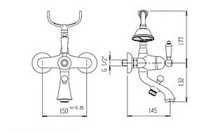 Смеситель для ванны Caprigo Antique-Swarovski 04S-011-CRM купить в интернет-магазине сантехники Sanbest