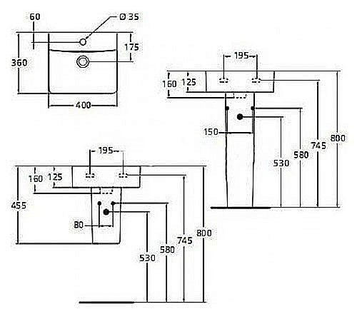 Раковина на полупьедестале Ideal Standard Connect 40 E803301 белая купить в интернет-магазине Sanbest