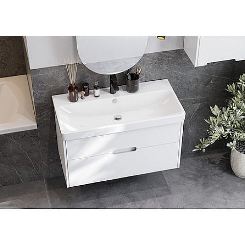 Тумба с раковиной Акватон Оливия 80 белая матовая для ванной в интернет-магазине Sanbest