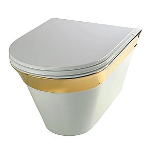 Унитаз подвесной Migliore MONACO 32064, белая керамика/декор золото, безободковый купить в интернет-магазине Sanbest