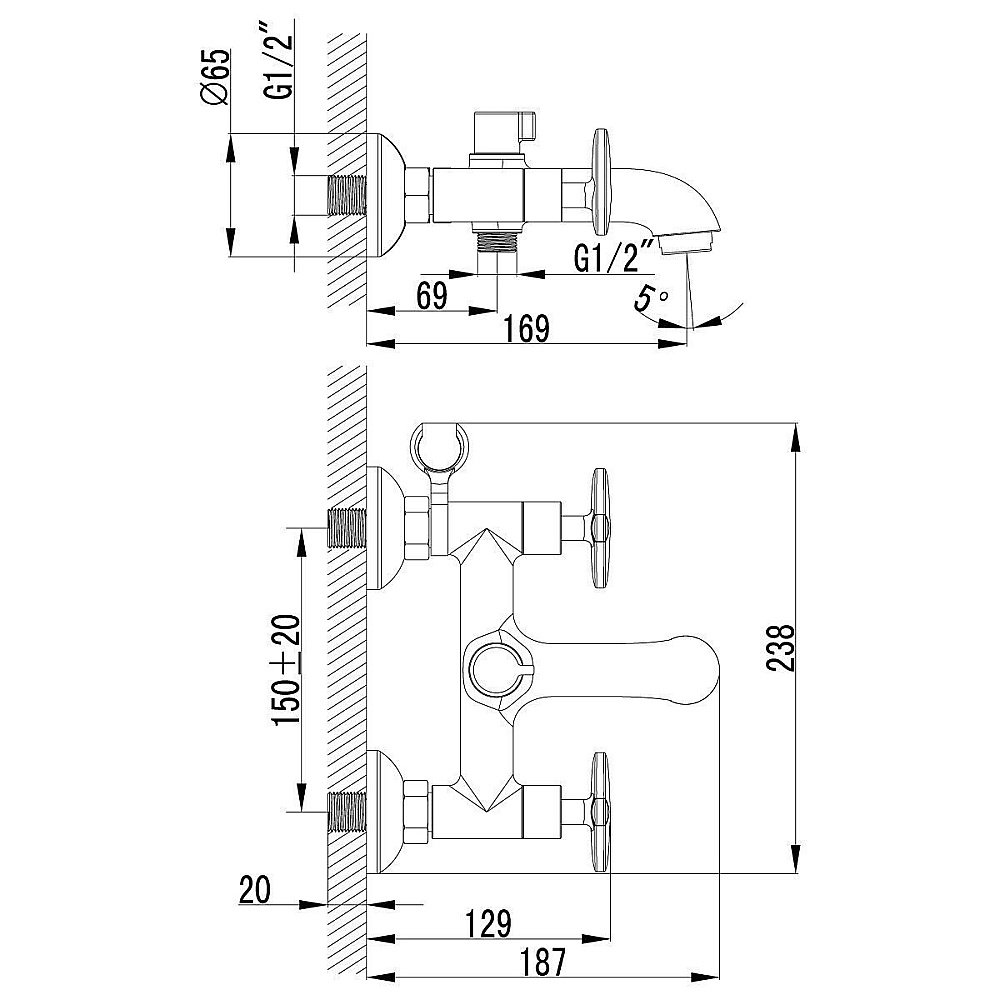 Смеситель для ванны Lemark Plus Spirit LM1912C купить в интернет-магазине сантехники Sanbest