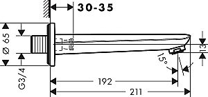 Излив для ванны Hansgrohe Novus 71320000 купить в интернет-магазине сантехники Sanbest