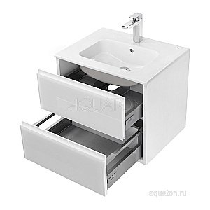 Тумба с раковиной Акватон Римини 60 белая глянцевая для ванной в интернет-магазине Sanbest