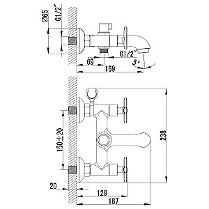 Смеситель для ванны Lemark Plus Spirit LM1912C купить в интернет-магазине сантехники Sanbest