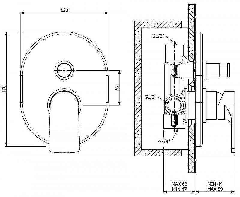 Смеситель для душа Cezares Lagos VDIM хром купить в интернет-магазине сантехники Sanbest