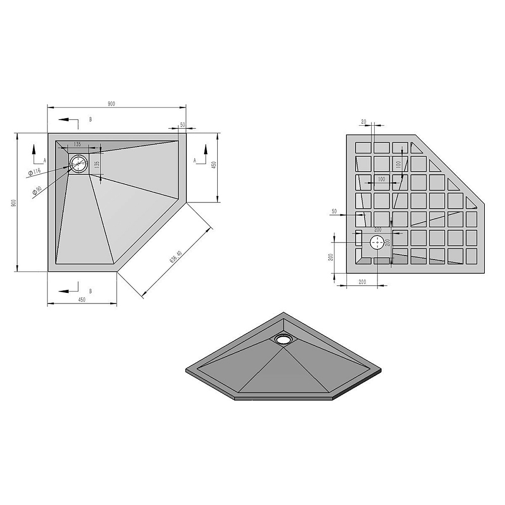 Душевой поддон Vincea VST-4SP9090W 90x90 белый матовый купить в интернет-магазине Sanbest