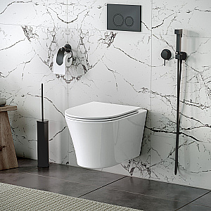 Унитаз подвесной Grossman Thin Rim GR-5604SQ белый, безободковый, с крышкой микролифт, слив торнадо купить в интернет-магазине Sanbest