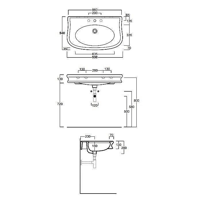 Раковина Simas Lante LA11bi*3 90 купить в интернет-магазине Sanbest