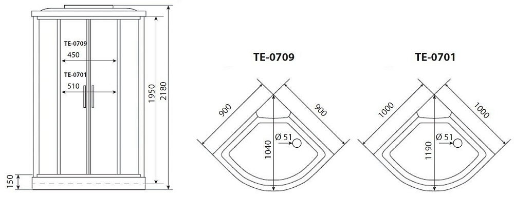 Душевая кабина Timo Eco TE-0701 P купить в интернет-магазине Sanbest