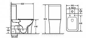 Унитаз напольный CeramaLux 1218A белый, безободковый, с бачком, с крышкой микролифт купить в интернет-магазине Sanbest