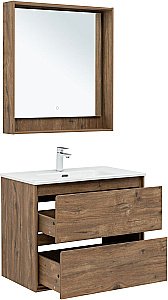 Тумба с раковиной Aquanet Милан 336379/254364 80 дуб рустикальный для ванной в интернет-магазине Sanbest