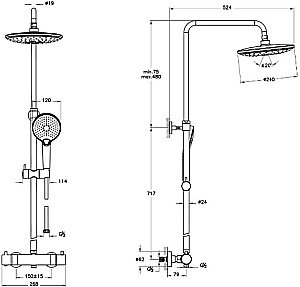 Душевая система Vitra AquaHeat Bliss 2F A4720536EXP черная матовая купить в интернет-магазине сантехники Sanbest
