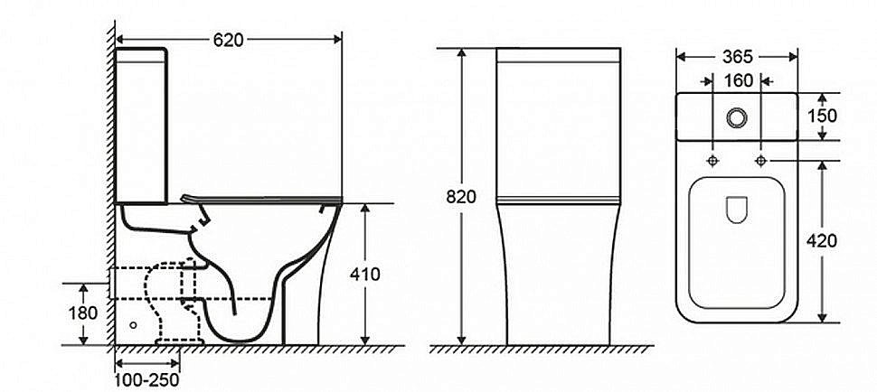 Унитаз напольный CeramaLux 1218A белый, безободковый, с бачком, с крышкой микролифт купить в интернет-магазине Sanbest