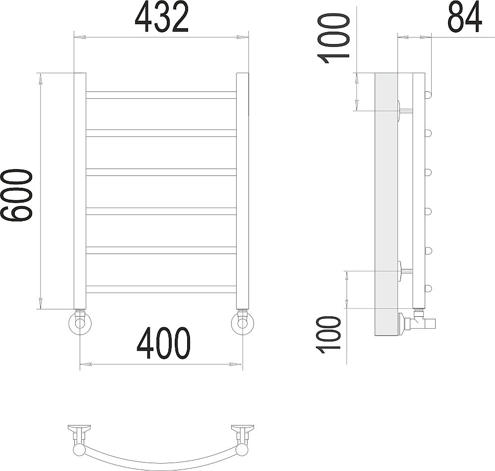 Полотенцесушитель водяной Terminus Классик П6 400х600 купить в интернет-магазине сантехники Sanbest
