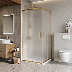 Душевой уголок BelBagno Luce A-2-90-P-ORO 90x90 стекло рифленое/профиль золото купить в интернет-магазине Sanbest