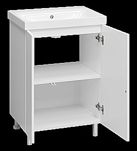 Тумба с раковиной Misty Лира - 60 Пр-Лир06060-50 белая для ванной в интернет-магазине Sanbest