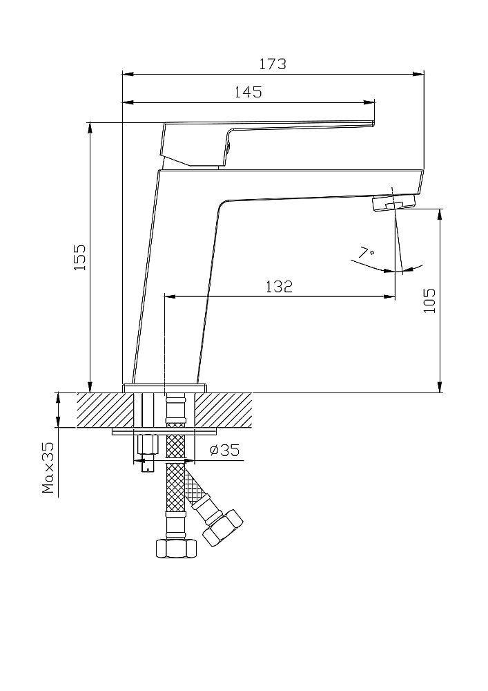 Смеситель для раковины Rush Thira TR3635-12Grey графит купить в интернет-магазине сантехники Sanbest