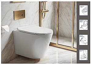 Унитаз подвесной CeruttiSpa Faro Aria Tornado 10833 белый, безободковый, с крышкой микролифт, слив-торнадо купить в интернет-магазине Sanbest