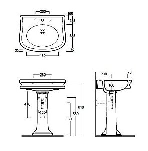 Раковина на пьедестале SIMAS Lante LA10 70 купить в интернет-магазине Sanbest