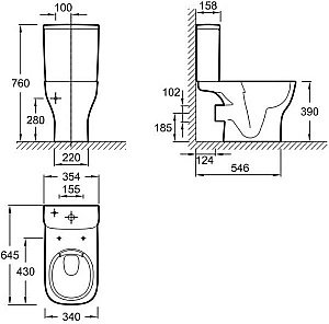 Унитаз напольный Jacob Delafon STRUKTURA безободковый, с бачком купить в интернет-магазине Sanbest