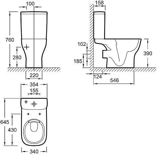 Унитаз напольный Jacob Delafon STRUKTURA безободковый, с бачком купить в интернет-магазине Sanbest