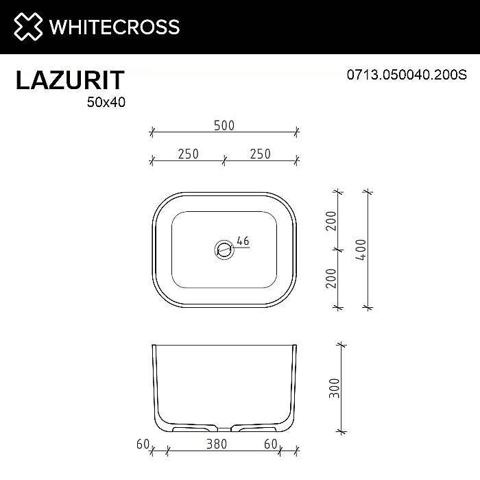 Раковина WhiteCross Lazurit 50x40 0713.050040.200S белая матовая купить в интернет-магазине Sanbest