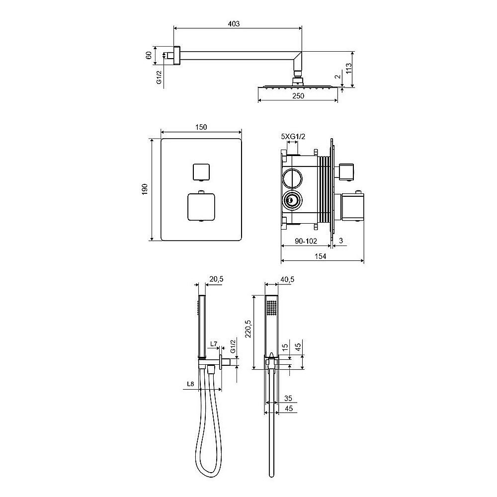 Душевая система Excellent Keria AREX.SET.2048CR купить в интернет-магазине сантехники Sanbest