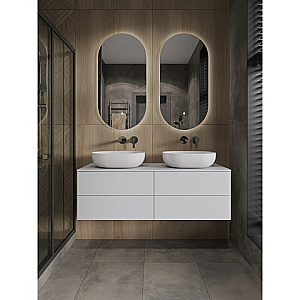 Тумба с раковиной Orange Otto 130 Ot-130TuMDF+B05-480W белая глянцевая для ванной в интернет-магазине Sanbest