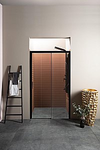 Душевая дверь Aquanet Pleasure AE60-N-150H200U-BT 150 стекло прозрачное/профиль черный купить в интернет-магазине Sanbest