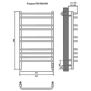 Полотенцесушитель Aquatek Пандора П10 50х90 AQ EL RPC1090CH хром купить в интернет-магазине сантехники Sanbest