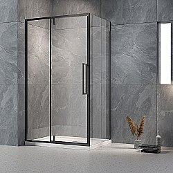 Душевой уголок Veconi Rovigo RV034B-11080-01-C7 110х80 стекло прозрачное/профиль черный матовый купить в интернет-магазине Sanbest