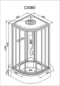 Душевая кабина AvaCan C Серия C3080 LED 80х80 с гидромассажем, с подсветкой купить в интернет-магазине Sanbest