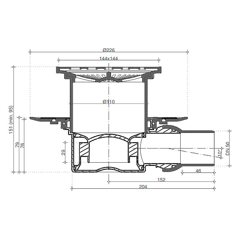 Душевой трап Pestan Confluo Standard 13000114 золото купить в интернет-магазине Sanbest