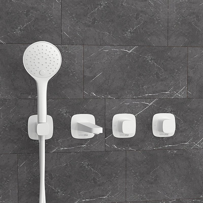 Смеситель для ванны WasserKRAFT Saale SET2865 белый матовый купить в интернет-магазине сантехники Sanbest