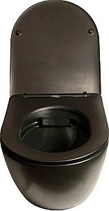 Унитаз подвесной SantiLine SL-5018MB+SL-03 безободковый, с инсталляцией, с крышкой микролифт, черный матовый/кнопка черная матовая купить в интернет-магазине Sanbest